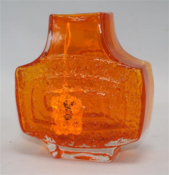 A Whitefriars TV vase, pattern 9677 in Tangerine, H 17.5cm